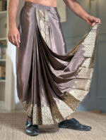 Bonedi Brown Pujo Dhoti - Image 2