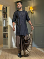 Bonedi Brown Pujo Dhoti - Image 4