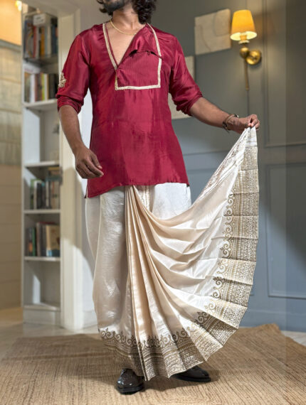 Thakurbari Tassar Pujo Dhoti